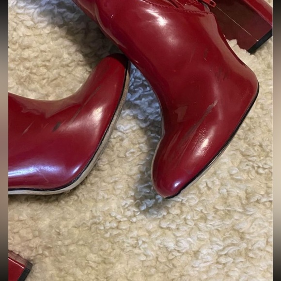 Red Patent Leather Boots Sz 7.5 - Picture 2 of 2